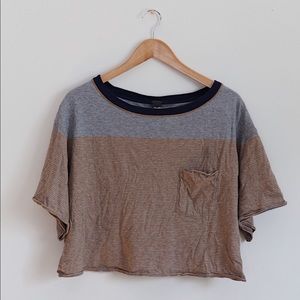 Orange Stripped Crop Shirt